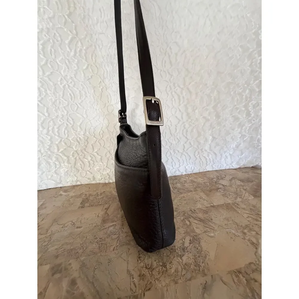 Vintage COACH #6807 Black "Hudson Small Zip" pebbled Leather Shoulder Bag - Picture 6 of 12